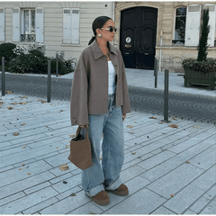 Oversized Jacket Women V-Neck Wool Blend Short Casual Streetwear Blazer Coat Fall Winter Chic