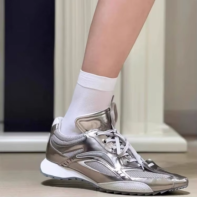 Silver pointed sneakers