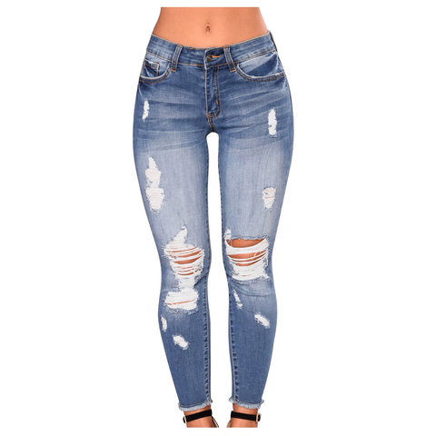 distressed blue jeans