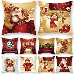 Christmas Pillow Covers Merry Xmas Festive Cushion Home Decoration Holiday Sofa Decor Set