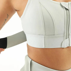 Sports Bra Women Plus Size Crop Top Adjustable Lifting Yoga Vest Front Zipper Straps Gym Fitness