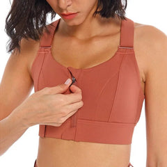 Sports Bra Women Plus Size Crop Top Adjustable Lifting Yoga Vest Front Zipper Straps Gym Fitness