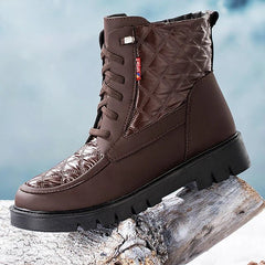 Waterproof Snow Boots Women Lace-Up Zipper Warm Winter Casual Outdoor Fashion Shoes