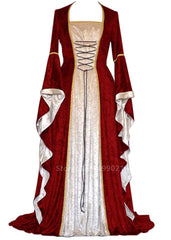 Medieval Princess Halloween Costume Women Long Dress Elegant Witch Square Collar Masquerade