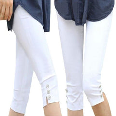 High Waist Capri Pants Women Knee Length Thin Breathable Stretchy Casual Summer Fashion