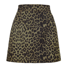 High Waist Leopard Print Mini Skirt Women Faux Suede Bodycon Casual Club Party Fashion