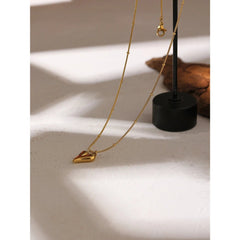 Heart Pendant Necklace Women Stainless Steel 18K Gold Plated Stylish Choker Chain Jewelry Party Gift