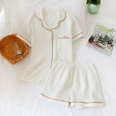 Couple Pajama Set Unisex Cotton Short Sleeve Shirt Shorts Casual Loungewear Sleepwear Fashion