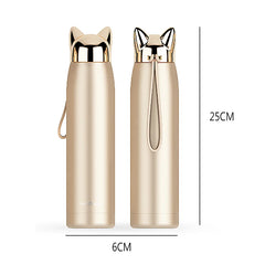 Stainless Steel Thermos with Cat Ears Design Thermocup Insulated Tumbler Vacuum Flask Thermos Coffee Mug Travel Bottle