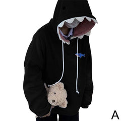 Oversized Shark Patchwork Hoodie Women Funny Long Sleeve Pullover Casual Sweatshirt Fall Winter