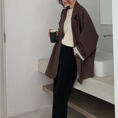 Minimalist Blazer Women Korean Style Elegant Retro Feminine Casual Chic Outerwear Fashion Jacket