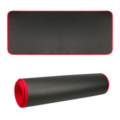 Black and red yoga mat on a white background