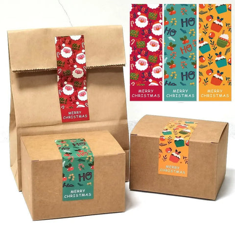 Christmas Gift Wrap Stickers 30-60 Pack Snowman Trees Animals Decorative Label Tape Box Tag Holiday