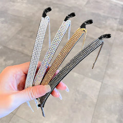 Elegant Luxury Rhinestone Tassel Ponytail Hair Claws Sweet Meatball Hair Clips Headband Fashion Hair Accessories