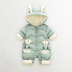Newborn Baby Winter Snowsuit Velvet Thick Baby Jumpsuit 0-2 Years Hooded Deer Ears Romper