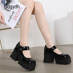 Mary Jane Shoes Women Platform Pump Rubber Sole Soft PU Leather Vintage Casual Girls Fashion