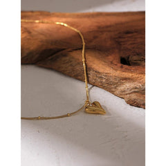 Heart Pendant Necklace Women Stainless Steel 18K Gold Plated Stylish Choker Chain Jewelry Party Gift