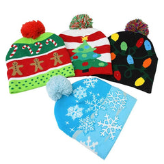 Christmas Beanie LED Light Up Knitted Hat Warm Xmas Gift Kids Adults Unisex Holiday Accessory