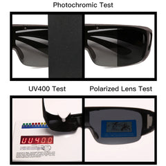 Sunglasses undergoing photochromic, UV400, and polarized lens tests.