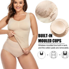 Camisole Shaper Women Slimming Built-In Padded Removable Bra Shapewear Everyday Casual Top