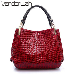 Tote Bag Women Crocodile Pattern PU Leather Top-Handle Woven Luxury Designer Inspired Casual Handbag