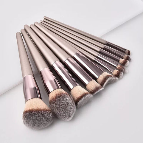 Makeup Brush Set Champagne Cosmetic Foundation Powder Blush Eyeshadow Blending Beauty Accessory Tool