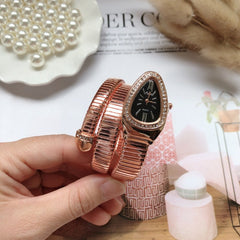 Snake Design Quartz Watch Women Luxury Bracelet Band Gold Silver Rose Gold Elegant Fashion
