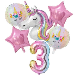 Rainbow Unicorn Balloon Set 32 inch Number Foil Balloons Kids Unicorn Theme Birthday Party Decorations Baby Shower