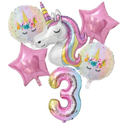 Unicorn Balloon Set Kids 32 Inch Rainbow Number Foil Birthday Party Decoration Baby Shower Theme