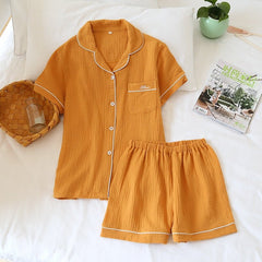Couple Pajama Set Unisex Cotton Short Sleeve Shirt Shorts Casual Loungewear Sleepwear Fashion