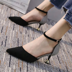 Pumps Women Pointed Toe Mid-High Heel Comfortable Cute Wedding Cocktail Elegant Fashion Shoes