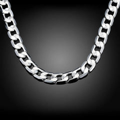 Chain Necklace Men 925 Sterling Silver Plated 20-24 Inch Classic 8mm Luxury Jewelry Christmas Gift
