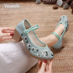 Embroidered Shoes Women Soft Retro Ankle Strap Comfortable Ladies Casual Everyday Fashion Flats