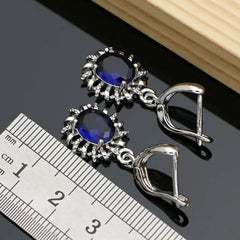 925 Sterling Silver Jewelry Sets for Women Sapphire Stone Fashion Jewelry Gift for Her Necklace Sets 7 Colors