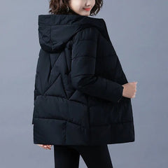 Hooded Cotton Padded Parka Women Warm Winter Casual Outerwear Fashion Jacket