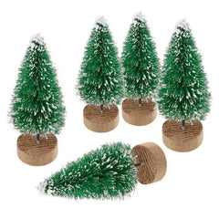 Mini Christmas Tree 5-Piece DIY Cedar Pine Blue Green Gold Silver Table Home Decor Holiday Gift