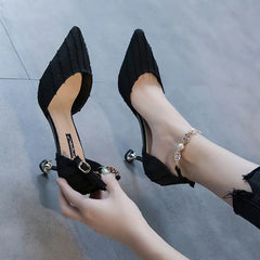 Pumps Women Pointed Toe Mid-High Heel Comfortable Cute Wedding Cocktail Elegant Fashion Shoes
