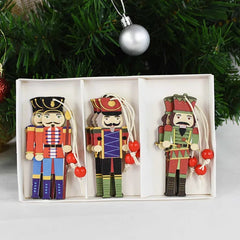 Christmas Nutcracker Soldier Ornaments Wooden Hanging Merry Xmas Tree Decoration Holiday Craft Gift