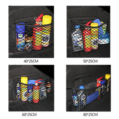 Car Trunk Organizer Net Stretchy Mesh Velcro Universal Storage Bag Pocket Back Seat Auto Accessory