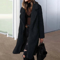 Faux Fur Long Coat Women Plush Thick Warm Casual Autumn Winter Elegant Outerwear Fashion