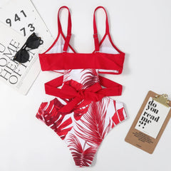 One-Piece Swimsuit Women Printed Padded Backless Beach Bathing Suit Summer Swimwear