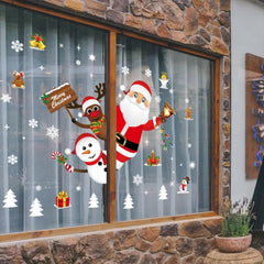 Christmas Window Wall Stickers Merry Xmas Removable Cling Home Business Decoration Ornament Holiday