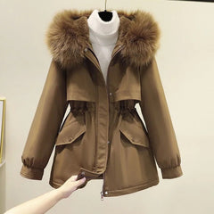 Cotton Padded Down Coat Women Mid-Length Warm Casual Winter Outerwear Fashion Jacket