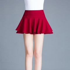 Women's Girls High Waist Pleated Summer Double-Layer Mini Skirt Chiffon Stretchy Fabric Skirt