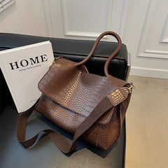 Alligator Print Tote Bag Women PU Vegan Leather Soft Flap Crossbody Casual Handbag Purse