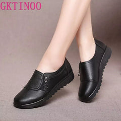 Flat Shoes Women PU Leather Casual Slip-On Comfortable Ladies Work Everyday Fashion Footwear