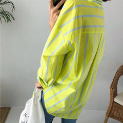 Shirt Women Vertical Stripe Long Sleeve Temperament Fit Trendy Casual Chic Everyday Fashion Top
