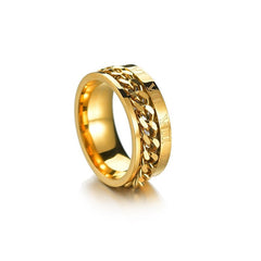 Rotatable Ring Women Titanium Stainless Steel Grooved Edge Link Chain Promise Wedding Jewelry Gift