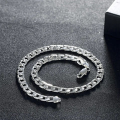 Chain Necklace Men 925 Sterling Silver Plated 20-24 Inch Classic 8mm Luxury Jewelry Christmas Gift
