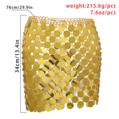 Handmade Mirror Coin Squamous Glitter Sequins Mini Skirt Patchwork Strappy Nightclub Party Skirt
